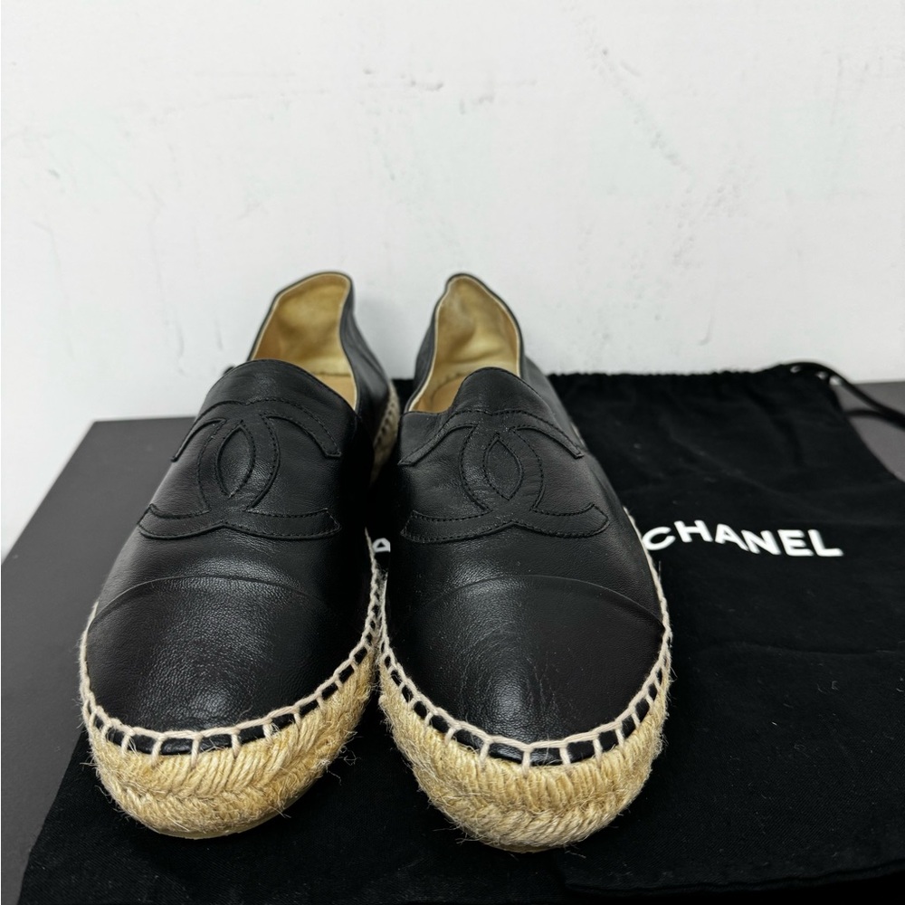 CHANEL Black Leather Espadrilles - Picture 6 of 6
